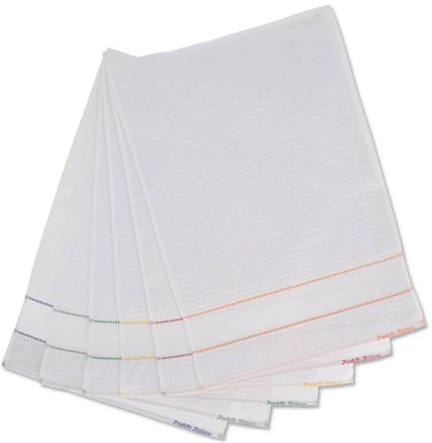 Casatessile Set 6 Strofinacci Greta con Balza Aida - Bianco