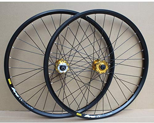 Mountainbike-Radsatz, 24-Zoll-Scheiben-/Felgenbremse, Fahrradrad, Doppelschichtfelge, 32H-Nabe, für 8/9/10-Gang (Farbe: Gold, Größe: 24 Zoll)