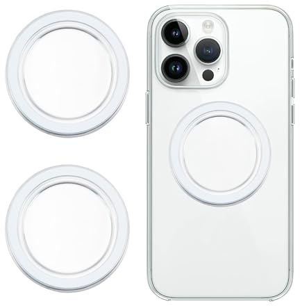2PCS Magnetic Base for PopSocket Phone Grips MagSafe iPhone Cases Removable Lightweight Plate Wireless Charging Compatible with iPhone15/14/13/12 Clear Matte Finish (Clear White)