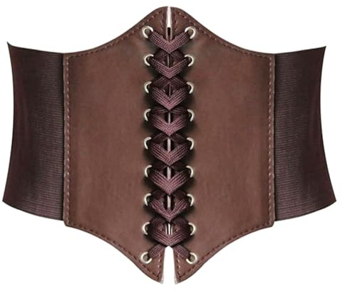 JchEnye Damen-Stretch-Korsett, Schnürgürtel, Vintage-Gürtel, Wespengürtel mit Schnürung, Taillengürtel