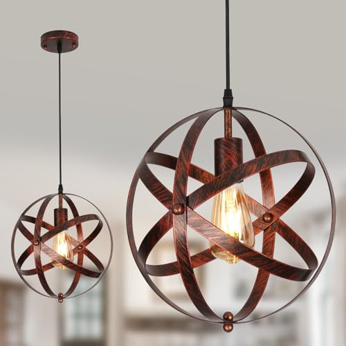 DELIPOP Vintage Industrie Hängeleuchte, E27 Retro Pendelleuchte Esstisch | Kronleuchter Modern Kugelförmige für Esszimmer Küche Wohnzimmer Eingang Bar