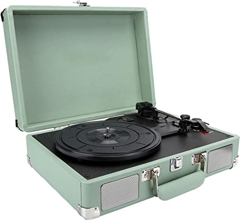 CAFIEDR Giradischi in Vinile, Giradischi Portatile Vintage con Bluetooth, 33/45/78 Giri, Altoparlanti Stereo integrati, Supporto 100/u2011, Dischi in Vinile da 7/10/12 Pollici