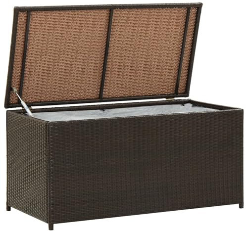 Xichuzi Gartenbox Poly Rattan 100x50x50 cm Braun, Kissenbox Outdoor WassBerdicht, Auflagenbox, Aufbewahrungsbox, Terrassenschrank, Gartentruhe, Gartenkiste, Garten Aufbewahrung - 46472