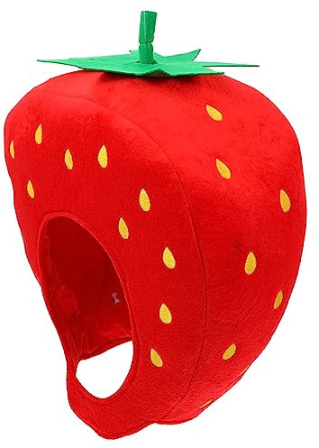 Garneck Strawberry Hood Cartoon Strawberry Headwear Cosplay Party Hat for Adults Selfie Hat Photo Prop Fruits Hood