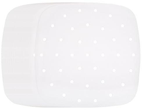 sourcing map 200pcs Air Fryer Liners 9.4 Inch Square Bamboo Steamer Liners with Holes Non-Stick Perforated Parchment Paper Sheets Disposable Steamer Paper for Air Fryers Steaming Basket, White