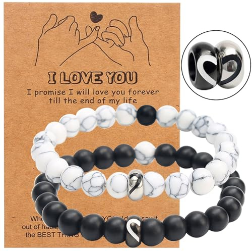 MUNSKT - 2 unidades de regalo para pareja, pulsera para pareja, ideal para regalo de boda, para hombres, mujeres, pulsera para pareja de amantes y amantes de la novia, pequeños regalos de San