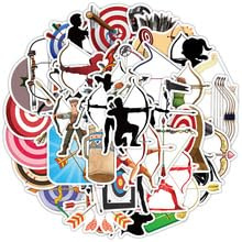 50PCS Archery Stickers for Water Bottle,Luggage,Computer,Scrapbook,Bike,Car,Helmet,Phone,Laptop,Aesthetic Cartoon Shooting Waterproof Vinyl Decals,Girls Teens Sticker,Trendy Sport Graffiti Sticker