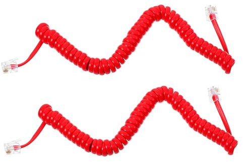 DOITOOL Cavo Telefonico a Molla Per Telefoni Fissi, Set Da 2 Pezzi, Cavo Di Connessione Flessibile in Gomma Resistente, Sostituzione Facile Per Cornetta Telefono Rosso, Per Ufficio e Casa