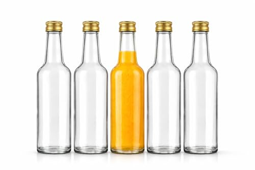 made in home - Botellas de cristal vacías de 100 ml Futura botella de 100 ml + tapas doradas de 18/12,5 mm, botellas de licor, botellas de licor, botellas de vinagre (30)