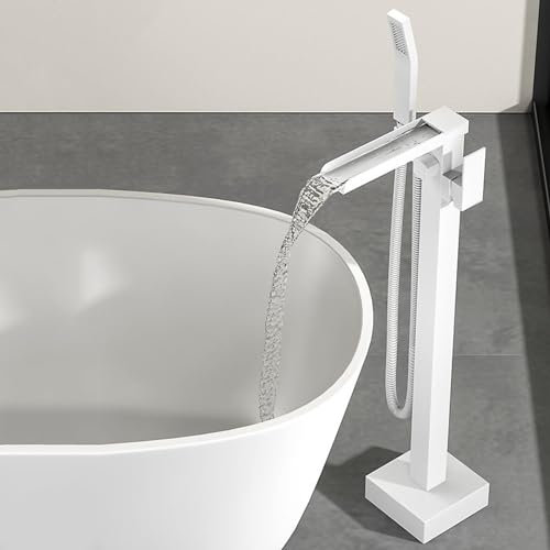 Moderne Badewannenarmatur mit Dusch-Wasserfall, freistehende Badewannen-Wasserfallarmatur, 2 Funktionen, Einhebelmischer aus Messing, freistehende Badewannenarmatur, freistehende Badewannenmischarmatu