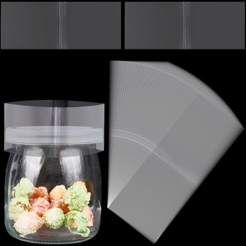 CREATCABIN 200 Stück Transparente Schrumpfflaschendichtungen Schrumpffolienbänder Perforiertes Rechteckiges PVC Schrumpffolienbeutel Behälter Sortiment Für Glas Metallflaschen Bänder 5x12cm