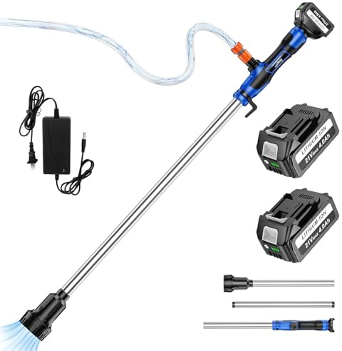 ARyee Cordless Stick Water Transfer Pump – 3-Stage, 780GPH, 32ft Max Lift, 2x 21V 4000mAh Batteries & Charger, Compatible with Makita 18V, for Garden, Pool, Boats – Anti-Clog Filter & Auto Shutoff