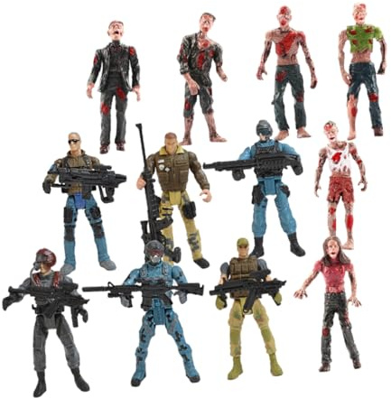 FIXOSHEE 12 Stück Flexible Soldatenmodelle Und Zombie Spielzeug Plastiksoldaten Simulation MilitäRfiguren Bewegliche Actionfiguren FüR Kinder Fantasie Und Lernspiele