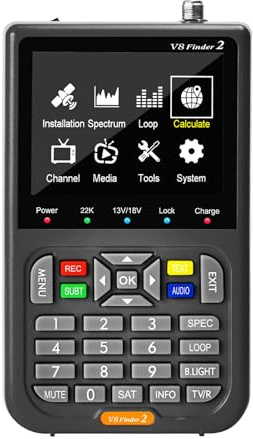Détecteur de signal satellite – Compteur TV numérique avec écran LCD, outil portable 4000 mAh | Réglage précis de l'antenne parabolique pour la maison, la caravane et l'installation professionnelle
