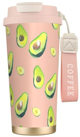 YBGHDAA Many Avocado Images 316 Kaffeebecher Travel in Edelstahl Leakcoffee Tumbler Gefüttert Isoliert Thermobecher