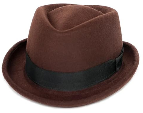 VMDVBNA Klassisk hatt för män, solid, vinter, kortärmad, jazz, hög passform, svart filtmössa för karneval (kaffe)
