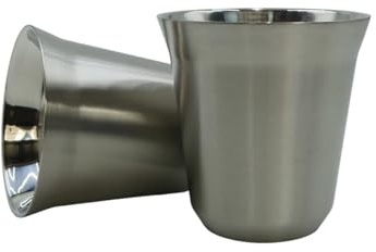 Voyoo Paquete de 2 tazas de café expreso de acero inoxidable de 160 ml, tazas para beber café con aislamiento de doble pared para acampar en fiestas en casa