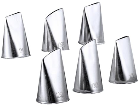 WATIIFUFU Boquillas para Glaseado 6 Piezas de Acero Inoxidable, Puntas para Decoración de Pasteles Rosas (124k, 125k, 126k X2), Herramientas para Hornear y Decorar Tartas