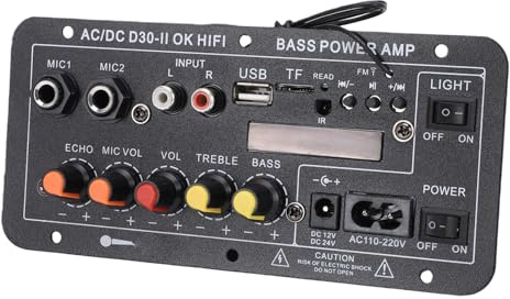POENVFPO Scheda Amplificatore Audio, Amplificatore di Potenza Bluetooth con Display Digitale e Controllo del Riverbero per Impianto Stereo per Auto e Karaoke