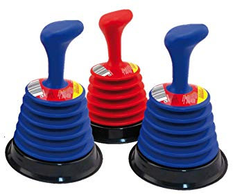 Rothenberger Industrial 1x RoPü Mini Abflussreiniger Pömpel | Gesamtlänge ca. 16 cm; Ø Glocke ca. 12 cm | für Spülen, Duschtassen, Waschbecken, Badewannen | blau, rot *Farbe Nicht wählbar*