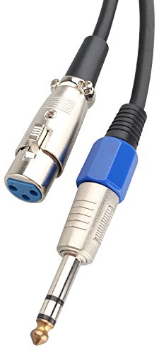 Futheda Mikrofonkabel XLR auf 6,35 mm Stereo-TRS-Klinkenstecker, symmetrisch, 0,5 m, Schwarz