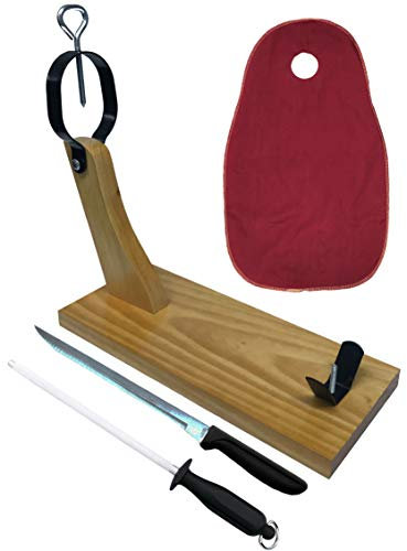 JamonOnline Support à jambon + Couteau à jambon + Chaira + Couvre jambon