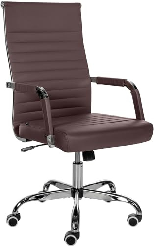 CLP Ergonomischer Bürostuhl Amadora I Höhenverstellbar, 360 Grad Drehstuhl I Kunstleder Oder Stoff Bezug I Langlebig, 120 kg Belastbar Farbe braun Material Kunstleder
