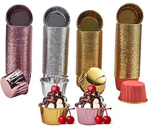 Chstarina 200pcs Pirottini per Cupcakes Pirottini Carta per Muffin Cupcakes Pirottini da Forno in Alliminio Stampi per Pastichieria para Festa di Matrimoni Compleanni