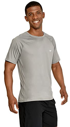 Speedo Men's Uv Swim Shirt Short Sleeve Regular Fit Solid