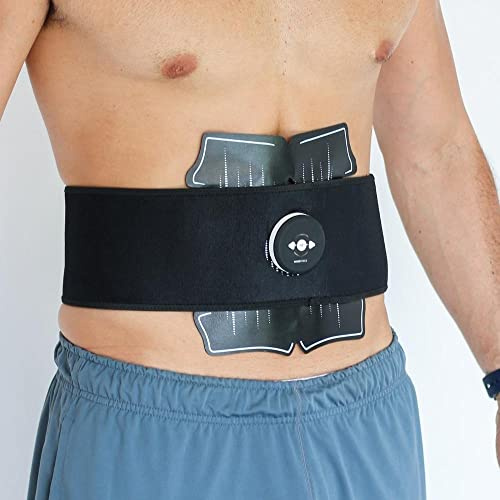 Massforce Massfit Intensity - Ceinture abdominale Electrostimulation EMS Musculation - 2 patchs bras - Ceinture sudation supplémentaire - Rechargement USB - 10 niveaux intensité - 14 patch gels