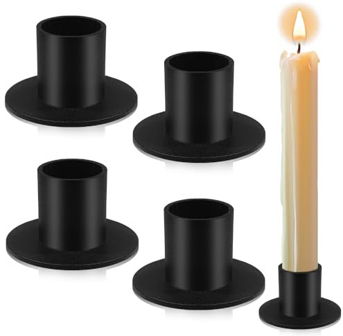 Candlestick Candle Holders Black Set of 4,Aongray Taper Candle Stand Iron Vintage Retro for Wedding Thanksgiving Christmas Advent Dinning Table Mantel Decoration Home