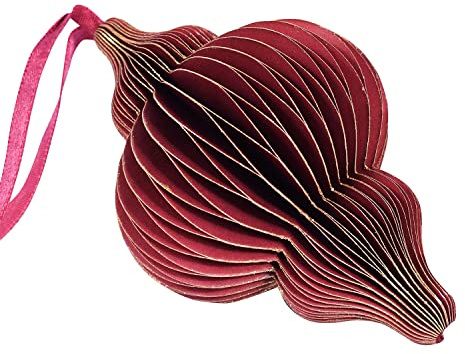 Pajoma Weihnachtsanhänger 3D / Länglich Papier/Premium Qualität/Papieranhänger - Weihnachtsdeko 8 cm in Maroon/pajoma®