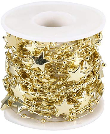Tissting Perlenkette ABS Fünfzackiger Stern 10m/33ft - Dekorative Schnur Für Frauen DIY Armband Fußkettchen Schmuck Machen Hochzeit Dekoration Geschenkidee