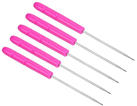 PATIKIL Badminton Racket Stringing Awl, 5 Pack Tennis Racket Racquet String Straight Awls Guiding Tool, Rose Red