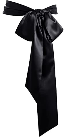 obmwang Unisex-Erwachsene Gürtel aus Seidensatin Satin-Schärpe, Schwarz, 10 x 250cm
