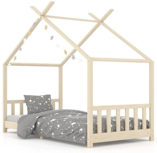 vidaXL Kids Tree-house Bed Frame - Brown - Solid Pinewood and Plywood - 90x200 cm - Easy Assembly - Matching Mattress Available Separately