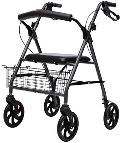 MLAQLS Gehhilfen, 4 Räder, tragbarer medizinischer Rollator, Faltbarer Gehhilfe mit bequemer Rückenlehne