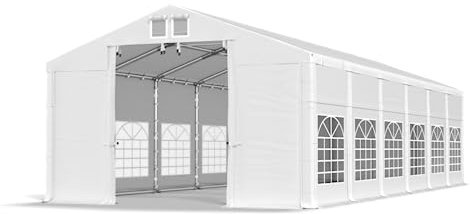 DAS COMPANY Partyzelt 6x12x2,5m wasserdicht weiß Zelt 560g/m² PVC Plane Hochwertigeszelt Gartenzelt Winter SD - Faltpavillon - Lagerzelt Winterfest - Festzelt - Gartenpavillon - Pavillon - Lagerzelt