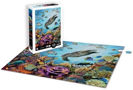 Calypto 3907303 Korallenriff, 500 Teile XL-Puzzle mit Soft-Touch, große Puzzleteile mit samtiger Oberfläche, für Erwachsene und Kinder ab 8 Jahren, Pazifik, Unterwasser, Schildkröte