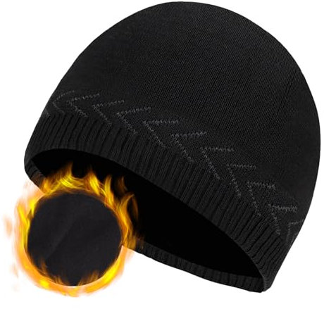 Oversize XXL Mens Beanie Hat for Big Heads 23.6-25.6, Large Winter Knit Hats Ribbed Stocking Hat Ski Skull Cap Black