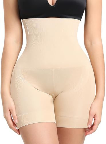 YARRCO Bauchweg Unterhose Damen Shapewear Miederhose Hohe Taille Miederpants Body Shaper Kurze Leggings (Beige, S)