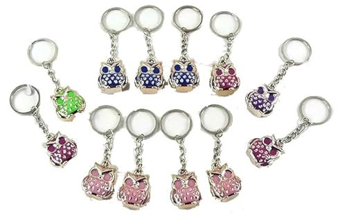 LG-Imports 12 x Schlüsselanhänger Eule Kunststoff Taschenanhänger Tombola Mitgebsel 9 cm