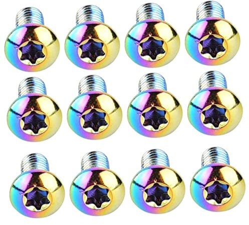 Kisangel 12pcs M5*10mm Titanium Steel Bike Brake Pad Screws T25 Mountain Bicycle Disc Brake Fixing Screws Set for Outdoor Cycling