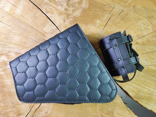 ORLETANOS Clean Comb Blackline Seitentasche Linke Seite Schwingentasche kompatibel mit Harley Davidson Sportster Tasche Motorradtasche Motorrad Leder schwarz Bobber HD Custom Chopper schwarz Biker