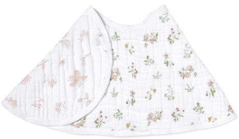 aden + anais Essentials Baby Burpy Babero para bebé, 100 % muselina de algodón, suave y absorbente, 4 capas, paño multiusos para eructos y babero, 22.5 x 11 pulgadas, individual, floral de campo