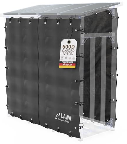 2 Planen für LAWA Kaminholzregal Set 182x177cm und 182x164 gummiert mit Reißverschluss Rückwand Feuerholzregal Abdeckung Brennholzregal Wetterschutz Holzunterstand Regenschutz