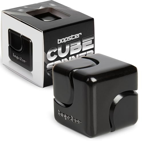 Bopster Fidget Cube Spinner | Spinner da mano in metallo anodizzato | Giocattolo sensoriale e antistress per bambini e adulti | ADHD, ADD, Autismo | Nero