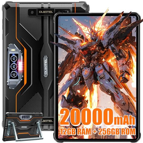 OUKITEL RT8 Outdoor Tablet 20000mAh Akku 12GB(6+6) RAM + 256GB ROM 11 Zoll FHD+ Rugged 48MP+32MP Kamera G99 Octa-Core Android 13 Gaming Dual SIM/5G WiFi/NFC/GPS/Projektionsfunktion