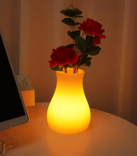 KLauer 7 Colors Remote Control Night Light, Multifunctional Bedroom Bedside Lamp, LED Ambiance Light, Creative Ornamental Vase Lighting (10 * 15cm Gourd vase)