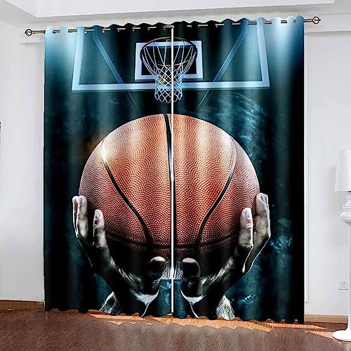 Blickdicht Blackout Vorhang Mit Ösen Schalldämmend Gardinen Polyester 3D Bedruckt Sport-Basketball Für Wohnzimmer Schlafzimmer Kinder Oder Babyzimmer - Verdunkelungsvorhänge-9M0G4I5M9I6